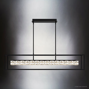 Urban Ambiance - Chandelier - UQL6290 Glam Indoor Chandelier, 10.25''H x 48.00''W x 9.25''Dep, Matte Black Finish, Menden Collection - 