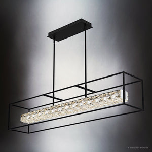 Urban Ambiance - Chandelier - UQL6290 Glam Indoor Chandelier, 10.25''H x 48.00''W x 9.25''Dep, Matte Black Finish, Menden Collection - 