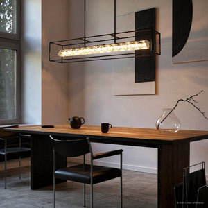 Urban Ambiance - Chandelier - UQL6290 Glam Indoor Chandelier, 10.25''H x 48.00''W x 9.25''Dep, Matte Black Finish, Menden Collection - 
