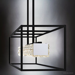 Urban Ambiance - Chandelier - UQL6290 Glam Indoor Chandelier, 10.25''H x 48.00''W x 9.25''Dep, Matte Black Finish, Menden Collection - 