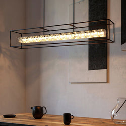 Urban Ambiance - Chandelier - UQL6290 Glam Indoor Chandelier, 10.25''H x 48.00''W x 9.25''Dep, Matte Black Finish, Menden Collection - 