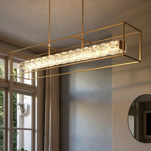 Urban Ambiance - Chandelier - UQL6291 Glam Indoor Chandelier, 10.25''H x 48.00''W x 9.25''Dep, Soft Gold Finish, Menden Collection - 