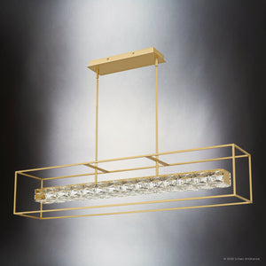 Urban Ambiance - Chandelier - UQL6291 Glam Indoor Chandelier, 10.25''H x 48.00''W x 9.25''Dep, Soft Gold Finish, Menden Collection - 