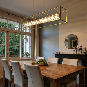 Urban Ambiance - Chandelier - UQL6291 Glam Indoor Chandelier, 10.25''H x 48.00''W x 9.25''Dep, Soft Gold Finish, Menden Collection - 