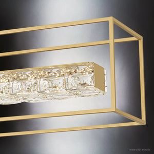 Urban Ambiance - Chandelier - UQL6291 Glam Indoor Chandelier, 10.25''H x 48.00''W x 9.25''Dep, Soft Gold Finish, Menden Collection - 
