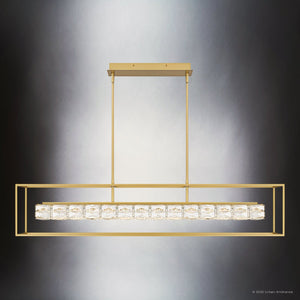 Urban Ambiance - Chandelier - UQL6291 Glam Indoor Chandelier, 10.25''H x 48.00''W x 9.25''Dep, Soft Gold Finish, Menden Collection - 