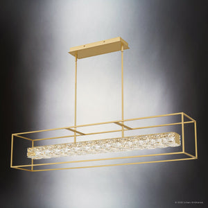 Urban Ambiance - Chandelier - UQL6291 Glam Indoor Chandelier, 10.25''H x 48.00''W x 9.25''Dep, Soft Gold Finish, Menden Collection - 