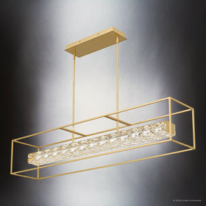 Urban Ambiance - Chandelier - UQL6291 Glam Indoor Chandelier, 10.25''H x 48.00''W x 9.25''Dep, Soft Gold Finish, Menden Collection - 