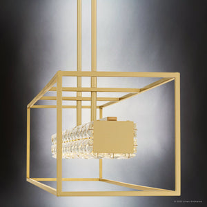 Urban Ambiance - Chandelier - UQL6291 Glam Indoor Chandelier, 10.25''H x 48.00''W x 9.25''Dep, Soft Gold Finish, Menden Collection - 
