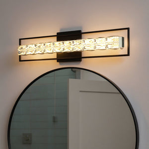 Urban Ambiance - Bath Light - UQL6294 Glam Indoor Bath Light, 7.25''H x 33.25''W x 3.50''Dep, Matte Black Finish, Menden Collection - 