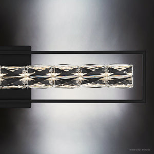 Urban Ambiance - Bath Light - UQL6294 Glam Indoor Bath Light, 7.25''H x 33.25''W x 3.50''Dep, Matte Black Finish, Menden Collection - 