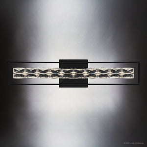 Urban Ambiance - Bath Light - UQL6294 Glam Indoor Bath Light, 7.25''H x 33.25''W x 3.50''Dep, Matte Black Finish, Menden Collection - 