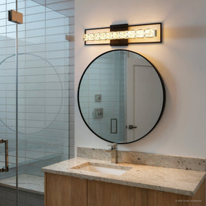 Urban Ambiance - Bath Light - UQL6294 Glam Indoor Bath Light, 7.25''H x 33.25''W x 3.50''Dep, Matte Black Finish, Menden Collection - 