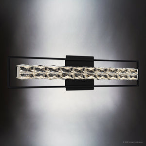 Urban Ambiance - Bath Light - UQL6294 Glam Indoor Bath Light, 7.25''H x 33.25''W x 3.50''Dep, Matte Black Finish, Menden Collection - 