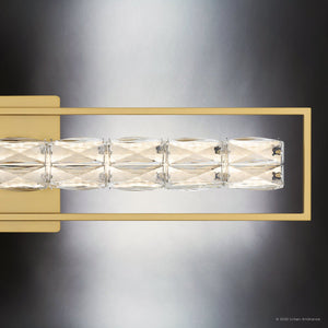 Urban Ambiance - Bath Light - UQL6295 Glam Indoor Bath Light, 7.25''H x 33.25''W x 3.50''Dep, Soft Gold Finish, Menden Collection - 