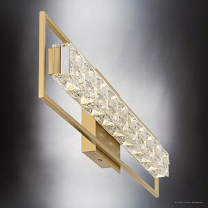 Urban Ambiance - Bath Light - UQL6295 Glam Indoor Bath Light, 7.25''H x 33.25''W x 3.50''Dep, Soft Gold Finish, Menden Collection - 