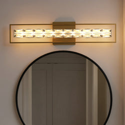 Urban Ambiance - Bath Light - UQL6295 Glam Indoor Bath Light, 7.25''H x 33.25''W x 3.50''Dep, Soft Gold Finish, Menden Collection - 