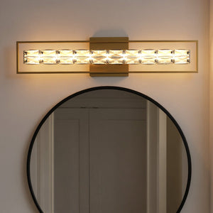 Urban Ambiance - Bath Light - UQL6295 Glam Indoor Bath Light, 7.25''H x 33.25''W x 3.50''Dep, Soft Gold Finish, Menden Collection - 