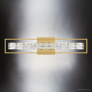 Urban Ambiance - Bath Light - UQL6295 Glam Indoor Bath Light, 7.25''H x 33.25''W x 3.50''Dep, Soft Gold Finish, Menden Collection - 