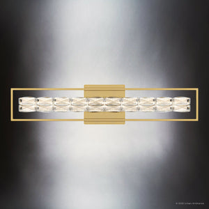 Urban Ambiance - Bath Light - UQL6295 Glam Indoor Bath Light, 7.25''H x 33.25''W x 3.50''Dep, Soft Gold Finish, Menden Collection - 