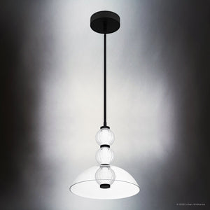 Urban Ambiance - Pendant - UQL6301 Transitional Indoor Pendant, 12.50''H x 12.00''W x 12.00''Dep, Matte Black Finish, Portage Collection - 