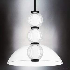 Urban Ambiance - Pendant - UQL6301 Transitional Indoor Pendant, 12.50''H x 12.00''W x 12.00''Dep, Matte Black Finish, Portage Collection - 