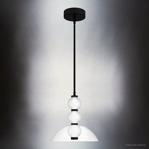 Urban Ambiance - Pendant - UQL6301 Transitional Indoor Pendant, 12.50''H x 12.00''W x 12.00''Dep, Matte Black Finish, Portage Collection - 