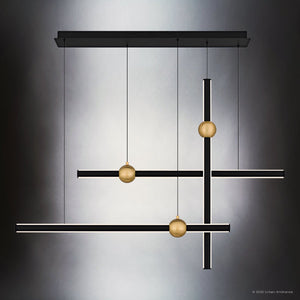 Urban Ambiance - Chandelier - UQL6310 Contemporary Indoor Chandelier, 32.00''H x 44.25''W x 6.75''Dep, Matte Black Finish, Ceres Collection - 