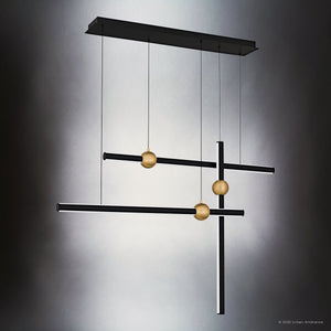 Urban Ambiance - Chandelier - UQL6310 Contemporary Indoor Chandelier, 32.00''H x 44.25''W x 6.75''Dep, Matte Black Finish, Ceres Collection - 