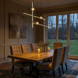 Urban Ambiance - Chandelier - UQL6310 Contemporary Indoor Chandelier, 32.00''H x 44.25''W x 6.75''Dep, Matte Black Finish, Ceres Collection - 