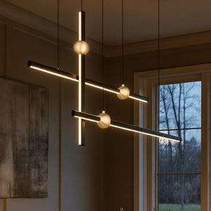 Urban Ambiance - Chandelier - UQL6310 Contemporary Indoor Chandelier, 32.00''H x 44.25''W x 6.75''Dep, Matte Black Finish, Ceres Collection - 