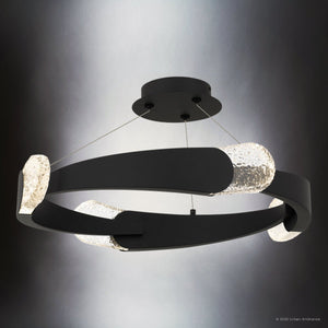 Urban Ambiance - Ceiling Light - UQL6320 Contemporary Indoor Ceiling Light, 9.50''H x 24.00''W x 24.00''Dep, Matte Black Finish, Binghamton Collection - 