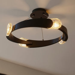Urban Ambiance - Ceiling Light - UQL6320 Contemporary Indoor Ceiling Light, 9.50''H x 24.00''W x 24.00''Dep, Matte Black Finish, Binghamton Collection - 