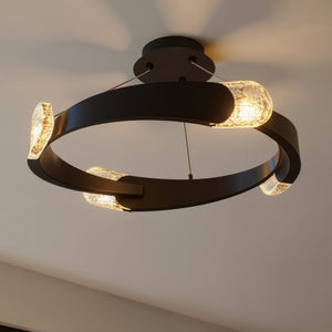 Urban Ambiance - Ceiling Light - UQL6320 Contemporary Indoor Ceiling Light, 9.50''H x 24.00''W x 24.00''Dep, Matte Black Finish, Binghamton Collection - 
