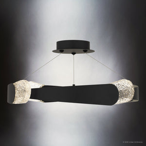 Urban Ambiance - Ceiling Light - UQL6320 Contemporary Indoor Ceiling Light, 9.50''H x 24.00''W x 24.00''Dep, Matte Black Finish, Binghamton Collection - 