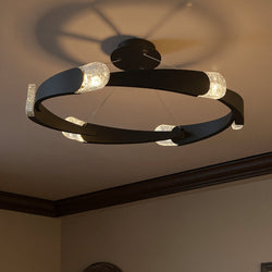 Urban Ambiance - Ceiling Light - UQL6321 Contemporary Indoor Ceiling Light, 9.50''H x 34.00''W x 34.00''Dep, Matte Black Finish, Binghamton Collection - 