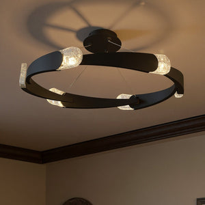 Urban Ambiance - Ceiling Light - UQL6321 Contemporary Indoor Ceiling Light, 9.50''H x 34.00''W x 34.00''Dep, Matte Black Finish, Binghamton Collection - 