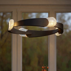Urban Ambiance - Pendant - UQL6322 Contemporary Indoor Pendant, 4.00''H x 24.00''W x 24.00''Dep, Matte Black Finish, Binghamton Collection - 