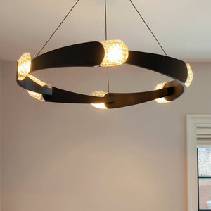 Urban Ambiance - Pendant - UQL6323 Contemporary Indoor Pendant, 4.00''H x 34.00''W x 34.00''Dep, Matte Black Finish, Binghamton Collection - 