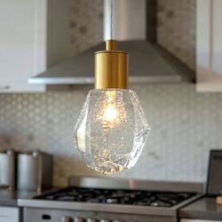 Urban Ambiance - Pendant - UQL6330 Luxe Industrial Indoor Pendant, 7.00''H x 5.00''W x 5.00''Dep, Brushed Gold Finish, Altoona Collection - 