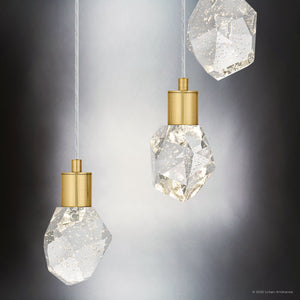 Urban Ambiance - Pendant - UQL6331 Luxe Industrial Indoor Pendant, 7.00''H x 14.50''W x 14.50''Dep, Brushed Gold Finish, Altoona Collection - 