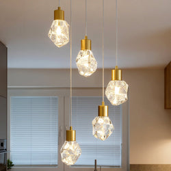 Urban Ambiance - Pendant - UQL6331 Luxe Industrial Indoor Pendant, 7.00''H x 14.50''W x 14.50''Dep, Brushed Gold Finish, Altoona Collection - 