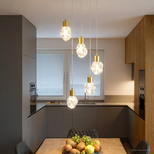 Urban Ambiance - Pendant - UQL6331 Luxe Industrial Indoor Pendant, 7.00''H x 14.50''W x 14.50''Dep, Brushed Gold Finish, Altoona Collection - 