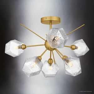 Urban Ambiance - Ceiling Light - UQL6340 Luxe Industrial Indoor Ceiling Light, 14.00''H x 24.00''W x 24.00''Dep, Brushed Gold Finish, Elmhurst Collection - 