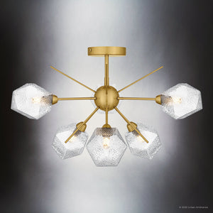 Urban Ambiance - Ceiling Light - UQL6340 Luxe Industrial Indoor Ceiling Light, 14.00''H x 24.00''W x 24.00''Dep, Brushed Gold Finish, Elmhurst Collection - 