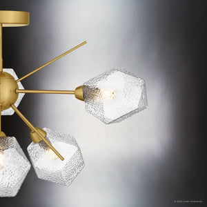 Urban Ambiance - Ceiling Light - UQL6340 Luxe Industrial Indoor Ceiling Light, 14.00''H x 24.00''W x 24.00''Dep, Brushed Gold Finish, Elmhurst Collection - 