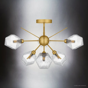 Urban Ambiance - Ceiling Light - UQL6340 Luxe Industrial Indoor Ceiling Light, 14.00''H x 24.00''W x 24.00''Dep, Brushed Gold Finish, Elmhurst Collection - 