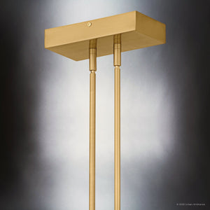 Urban Ambiance - Chandelier - UQL6350 Luxe Industrial Indoor Chandelier, 4.50''H x 46.00''W x 3.50''Dep, Brushed Gold Finish, Farmington Collection - 