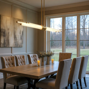 Urban Ambiance - Chandelier - UQL6350 Luxe Industrial Indoor Chandelier, 4.50''H x 46.00''W x 3.50''Dep, Brushed Gold Finish, Farmington Collection - 