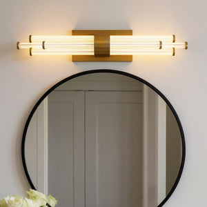 Urban Ambiance - Bath Light - UQL6352 Luxe Industrial Indoor Bath Light, 4.50''H x 24.00''W x 3.75''Dep, Brushed Gold Finish, Farmington Collection - 